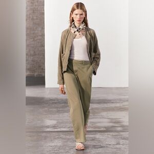 NWT Zara Olive Green Cotton Trousers Medium